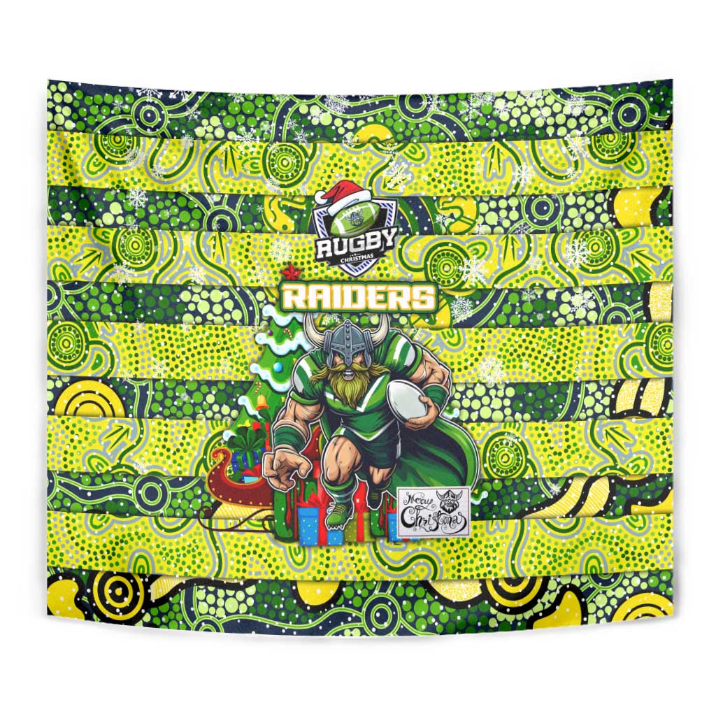 Raiders Rugby Merry Christmas Tapestry Indigenous Australian Art
