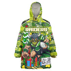 Custom Raiders Rugby Merry Christmas Wearable Blanket Hoodie Indigenous Australian Art