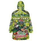Custom Raiders Rugby Merry Christmas Wearable Blanket Hoodie Indigenous Australian Art