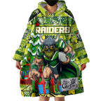 Custom Raiders Rugby Merry Christmas Wearable Blanket Hoodie Indigenous Australian Art