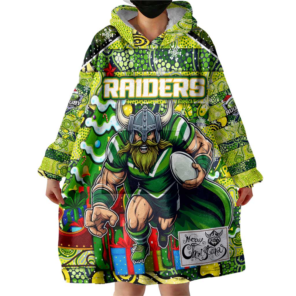 Custom Raiders Rugby Merry Christmas Wearable Blanket Hoodie Indigenous Australian Art