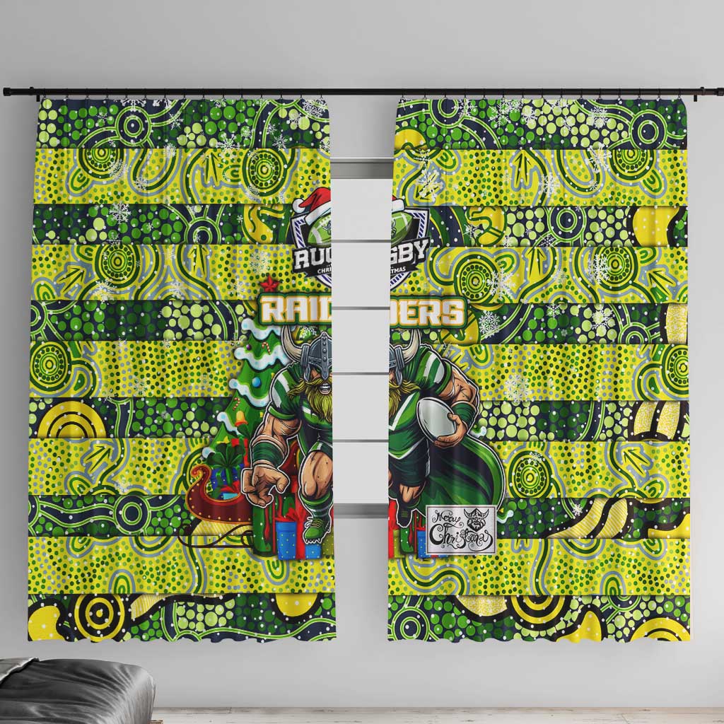 Raiders Rugby Merry Christmas Window Curtain Indigenous Australian Art