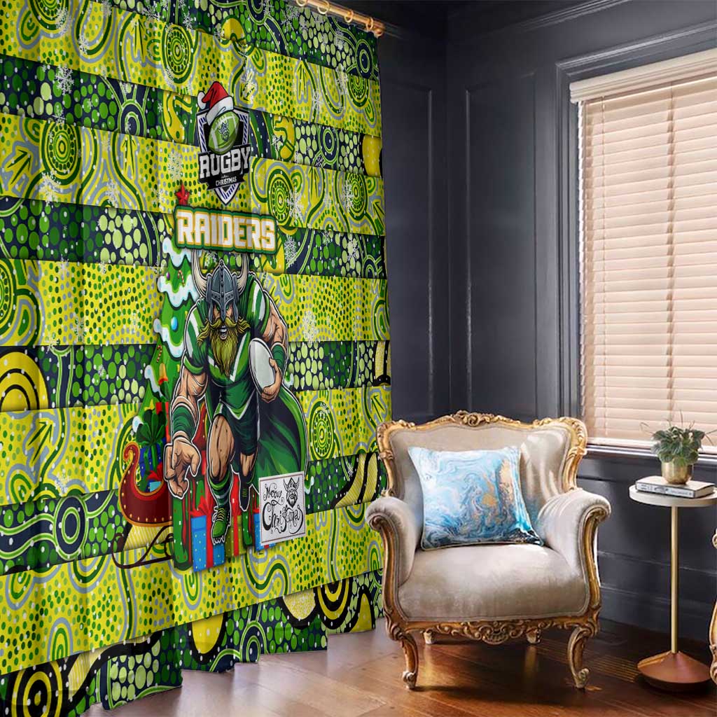 Raiders Rugby Merry Christmas Window Curtain Indigenous Australian Art