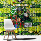 Raiders Rugby Merry Christmas Window Curtain Indigenous Australian Art