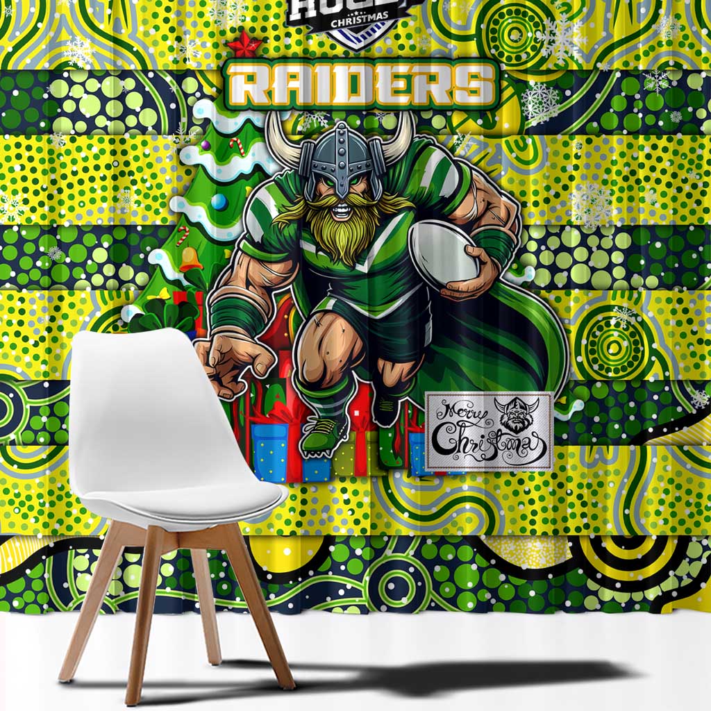 Raiders Rugby Merry Christmas Window Curtain Indigenous Australian Art