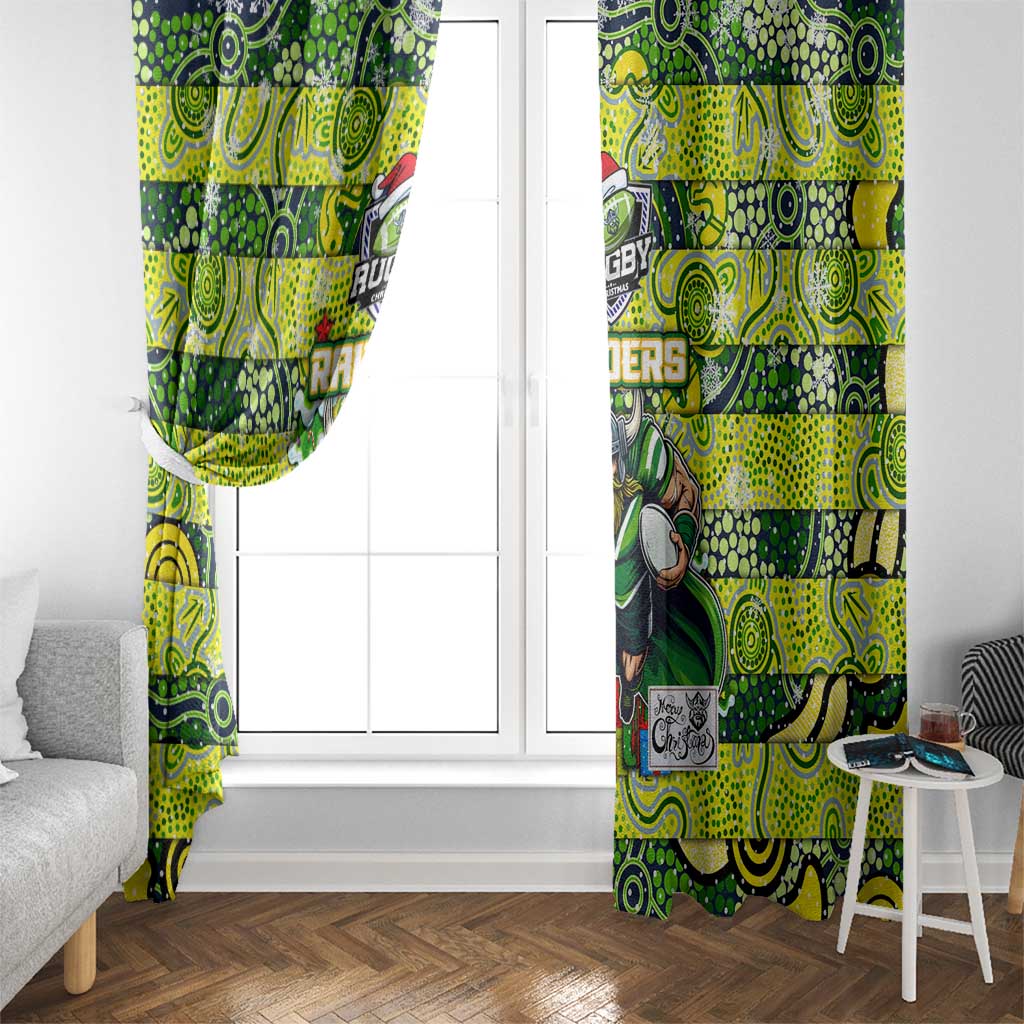 Raiders Rugby Merry Christmas Window Curtain Indigenous Australian Art