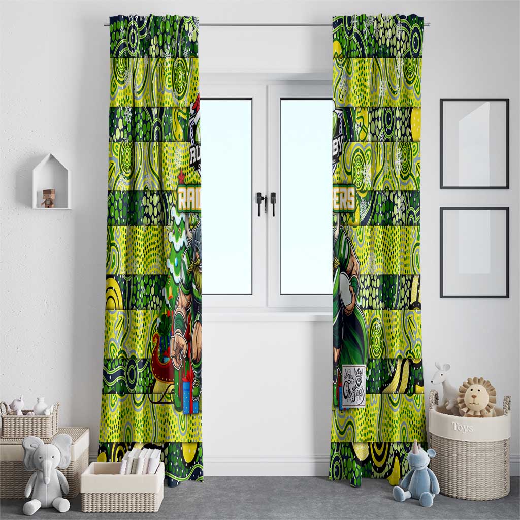Raiders Rugby Merry Christmas Window Curtain Indigenous Australian Art