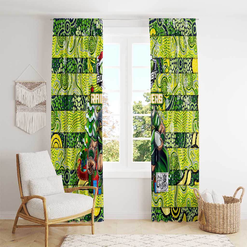 Raiders Rugby Merry Christmas Window Curtain Indigenous Australian Art