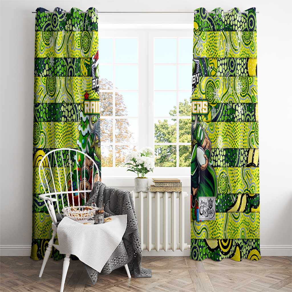 Raiders Rugby Merry Christmas Window Curtain Indigenous Australian Art