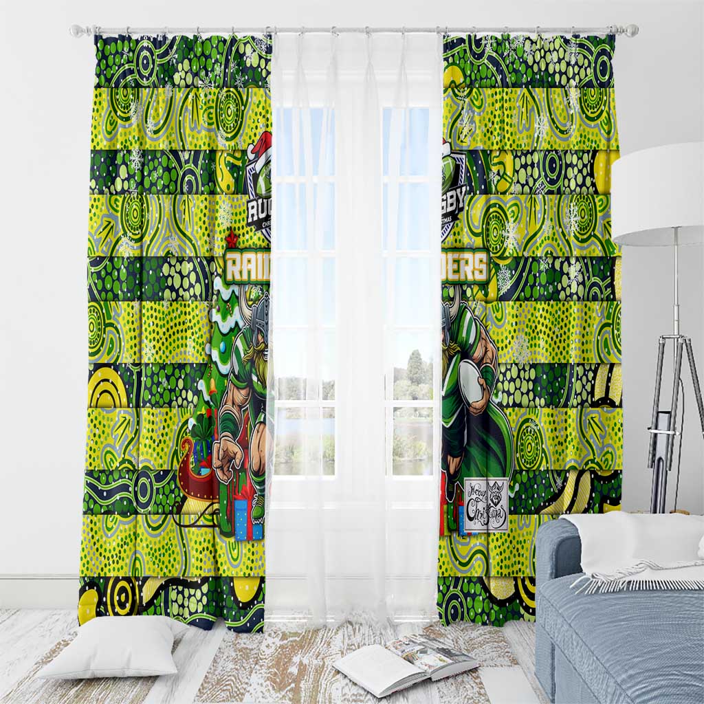 Raiders Rugby Merry Christmas Window Curtain Indigenous Australian Art