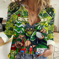 Custom Raiders Rugby Merry Christmas Women Casual Shirt Indigenous Australian Art
