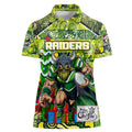 Custom Raiders Rugby Merry Christmas Women Polo Shirt Indigenous Australian Art