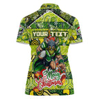 Custom Raiders Rugby Merry Christmas Women Polo Shirt Indigenous Australian Art