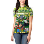 Custom Raiders Rugby Merry Christmas Women Polo Shirt Indigenous Australian Art