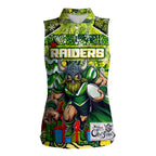 Custom Raiders Rugby Merry Christmas Women Sleeveless Polo Shirt Indigenous Australian Art