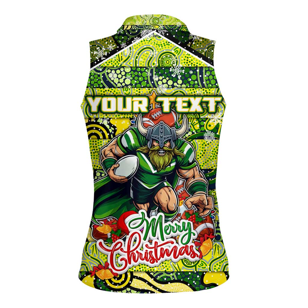 Custom Raiders Rugby Merry Christmas Women Sleeveless Polo Shirt Indigenous Australian Art