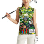 Custom Raiders Rugby Merry Christmas Women Sleeveless Polo Shirt Indigenous Australian Art