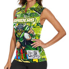 Custom Raiders Rugby Merry Christmas Women Sleeveless Polo Shirt Indigenous Australian Art