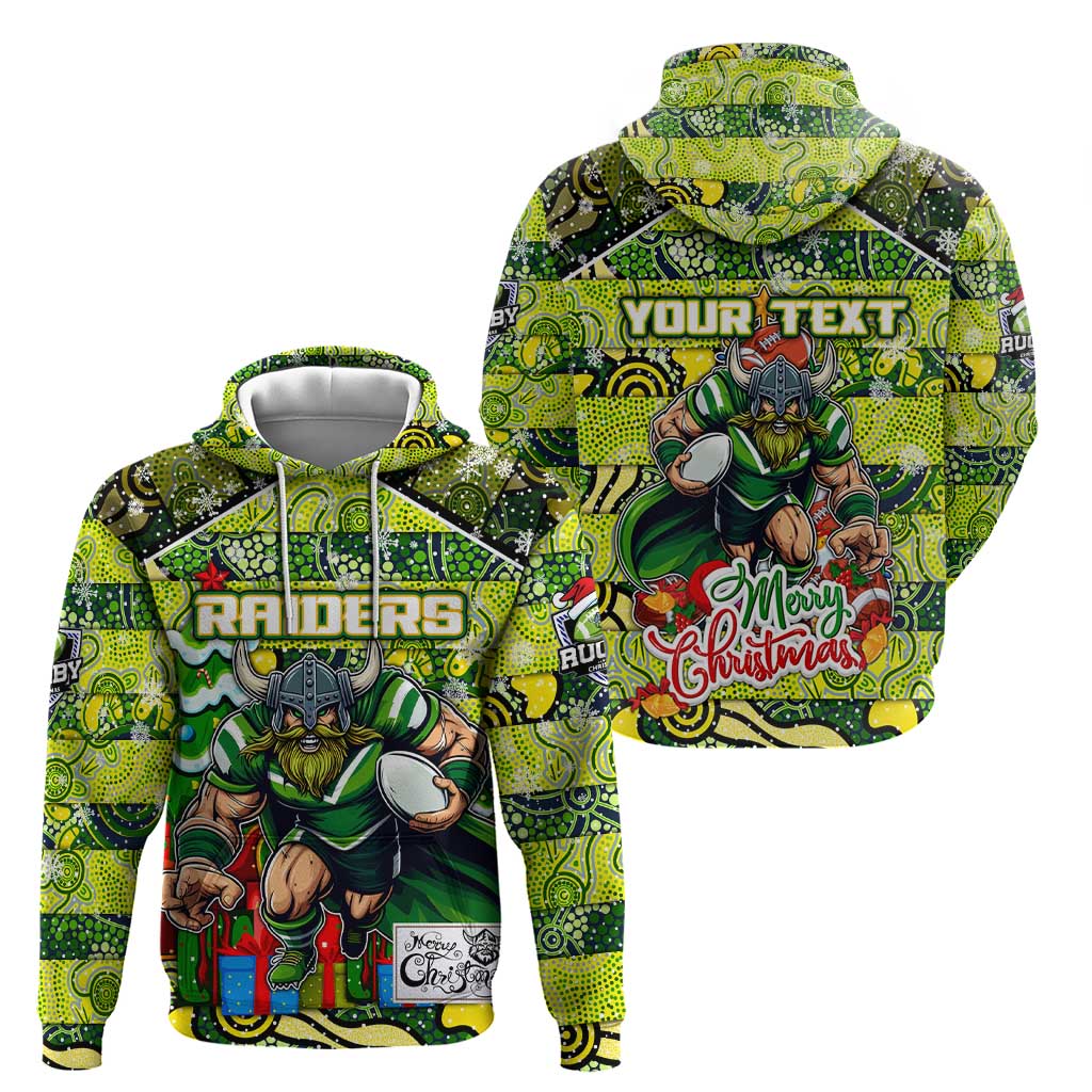 Custom Raiders Rugby Merry Christmas Zip Hoodie Indigenous Australian Art