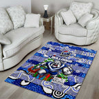 Bulldogs Rugby Merry Christmas Area Rug Indigenous Australian Art