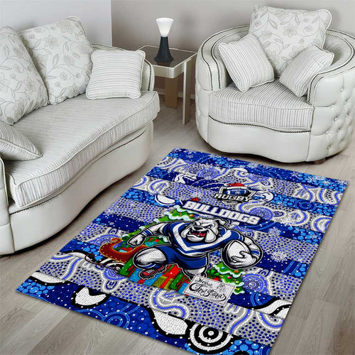Bulldogs Rugby Merry Christmas Area Rug Indigenous Australian Art
