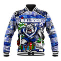 Custom Bulldogs Rugby Merry Christmas Baseball Jacket Indigenous Australian Art