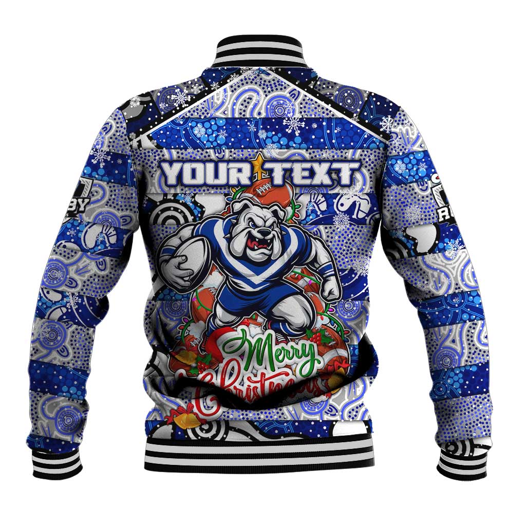 Custom Bulldogs Rugby Merry Christmas Baseball Jacket Indigenous Australian Art