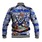 Custom Bulldogs Rugby Merry Christmas Baseball Jacket Indigenous Australian Art