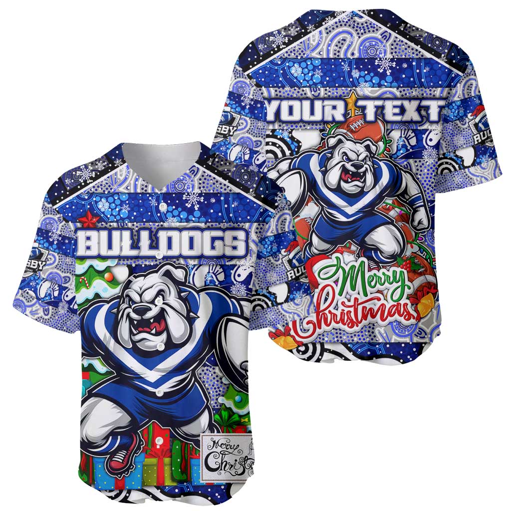 Custom Bulldogs Rugby Merry Christmas Baseball Jersey Indigenous Australian Art
