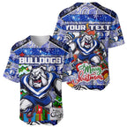 Custom Bulldogs Rugby Merry Christmas Baseball Jersey Indigenous Australian Art