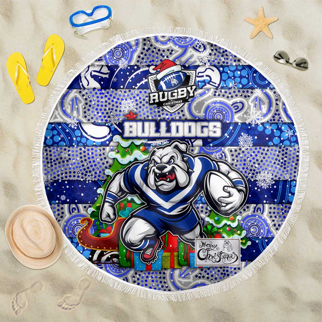 Bulldogs Rugby Merry Christmas Beach Blanket Indigenous Australian Art