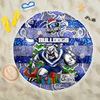 Bulldogs Rugby Merry Christmas Beach Blanket Indigenous Australian Art