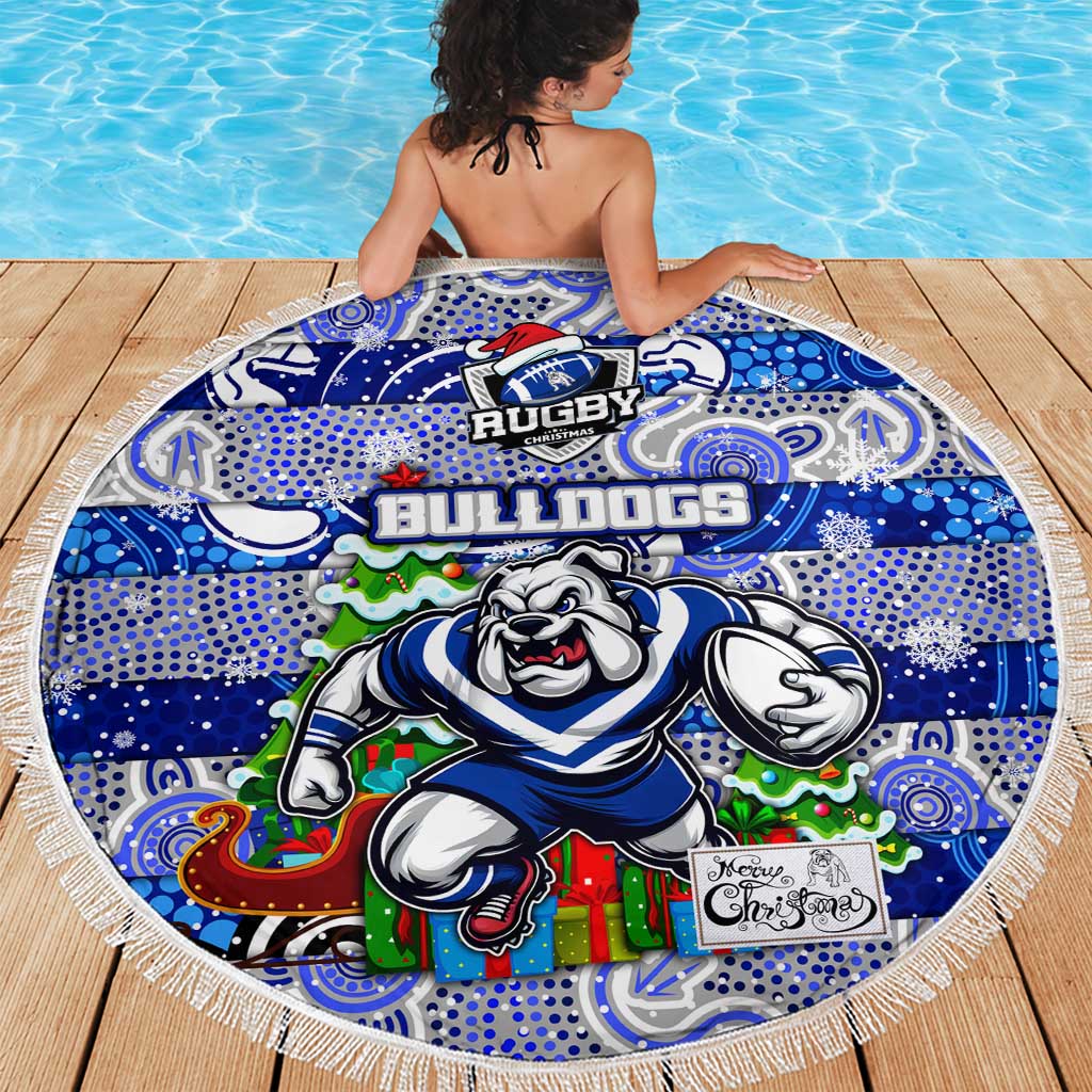 Bulldogs Rugby Merry Christmas Beach Blanket Indigenous Australian Art