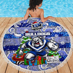 Bulldogs Rugby Merry Christmas Beach Blanket Indigenous Australian Art