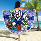 Bulldogs Rugby Merry Christmas Beach Blanket Indigenous Australian Art