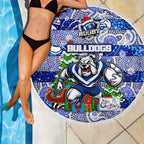 Bulldogs Rugby Merry Christmas Beach Blanket Indigenous Australian Art