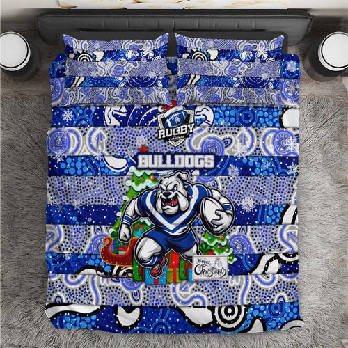 Bulldogs Rugby Merry Christmas Bedding Set Indigenous Australian Art