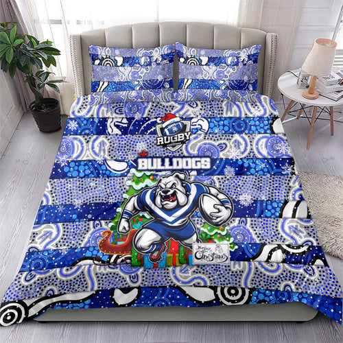 Bulldogs Rugby Merry Christmas Bedding Set Indigenous Australian Art