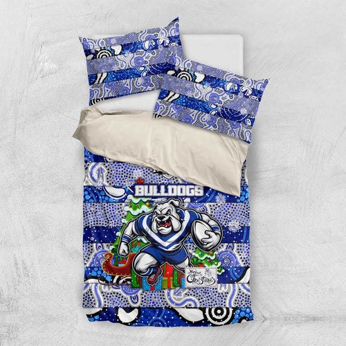 Bulldogs Rugby Merry Christmas Bedding Set Indigenous Australian Art