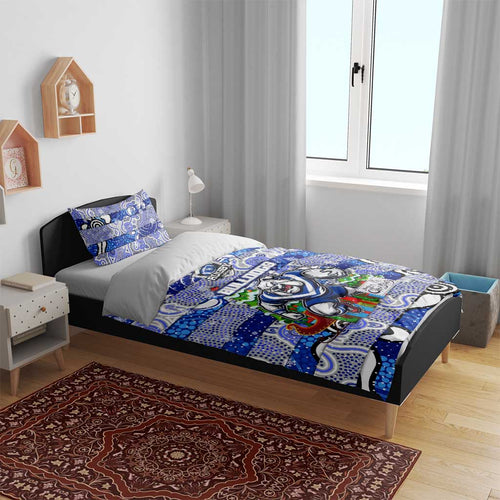 Bulldogs Rugby Merry Christmas Bedding Set Indigenous Australian Art