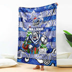 Bulldogs Rugby Merry Christmas Blanket Indigenous Australian Art