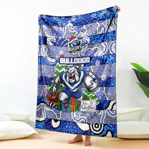 Bulldogs Rugby Merry Christmas Blanket Indigenous Australian Art
