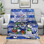 Bulldogs Rugby Merry Christmas Blanket Indigenous Australian Art