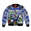 Custom Bulldogs Rugby Merry Christmas Bomber Jacket Indigenous Australian Art