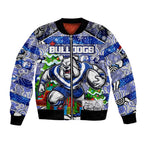 Custom Bulldogs Rugby Merry Christmas Bomber Jacket Indigenous Australian Art