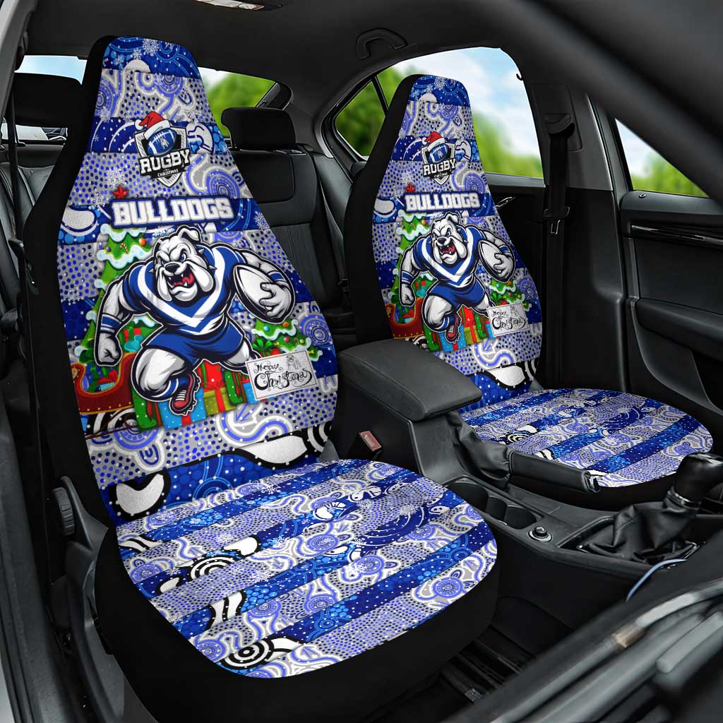 Bulldogs Rugby Merry Christmas Car Seat Cover Indigenous Australian Art