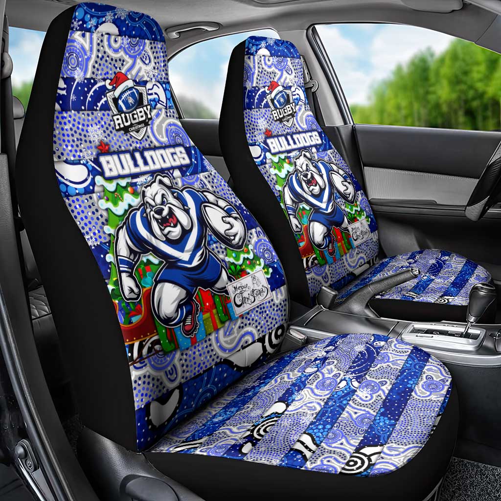 Bulldogs Rugby Merry Christmas Car Seat Cover Indigenous Australian Art