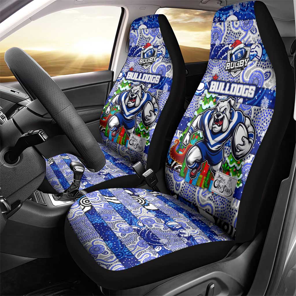Bulldogs Rugby Merry Christmas Car Seat Cover Indigenous Australian Art
