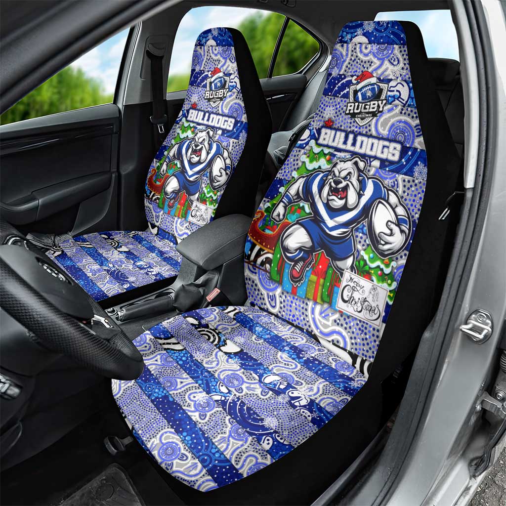 Bulldogs Rugby Merry Christmas Car Seat Cover Indigenous Australian Art