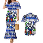 Custom Bulldogs Rugby Merry Christmas Couples Matching Mermaid Dress and Hawaiian Shirt Indigenous Australian Art